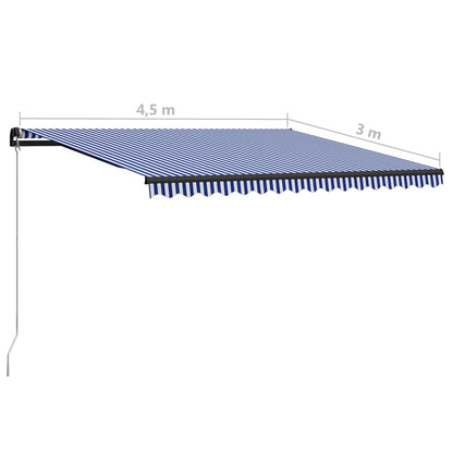 Luifel Handmatig Uittrekbaar 450 x 300 cm Blauw en wit