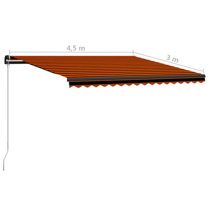 Luifel Handmatig Uittrekbaar 450 x 300 cm Oranje en bruin