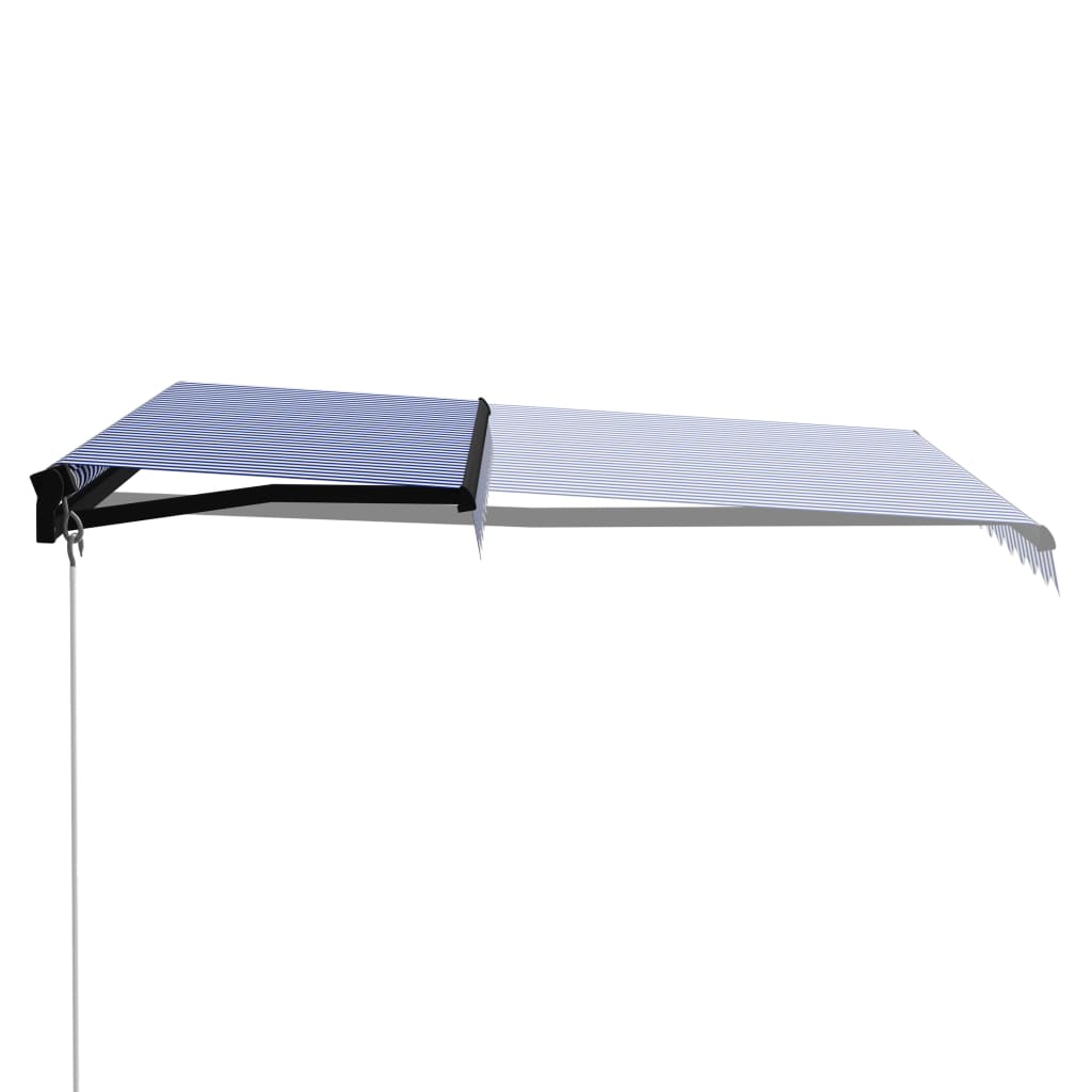 Luifel Handmatig Uittrekbaar Met Led 300 x 250 cm Blauw en wit