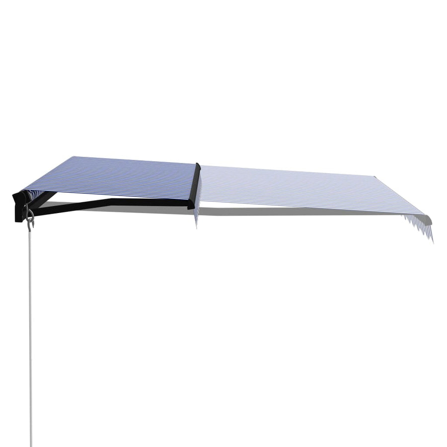 Luifel Handmatig Uittrekbaar Met Led 300 x 250 cm Blauw en wit