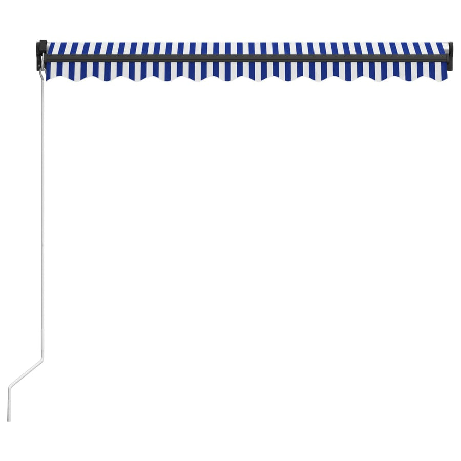 Luifel Handmatig Uittrekbaar Met Led 300 x 250 cm Blauw en wit