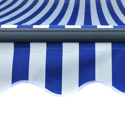 Luifel Handmatig Uittrekbaar Met Led 300 x 250 cm Blauw en wit