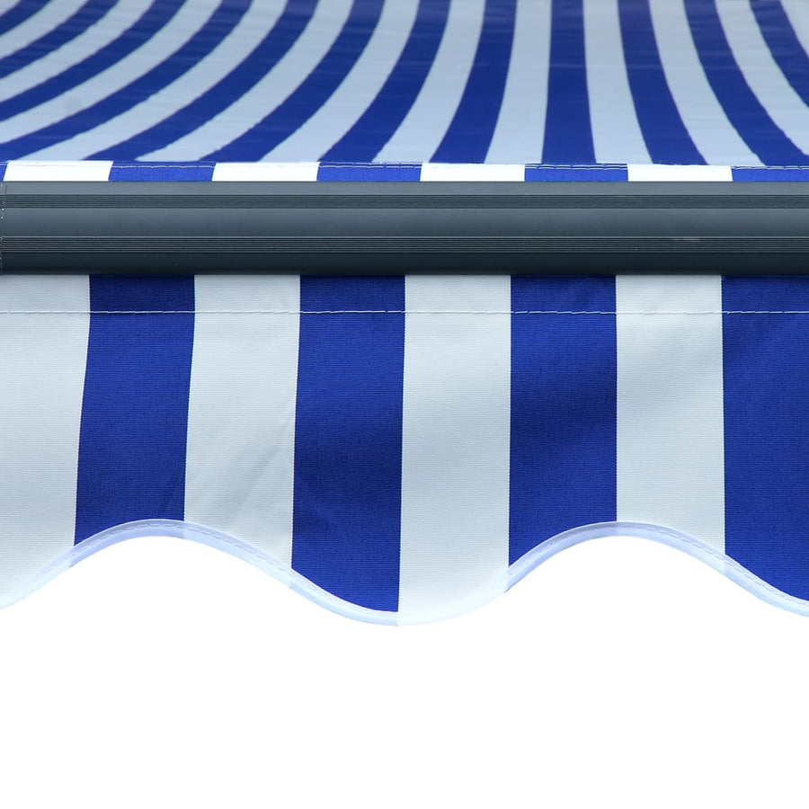Luifel Handmatig Uittrekbaar Met Led 300 x 250 cm Blauw en wit