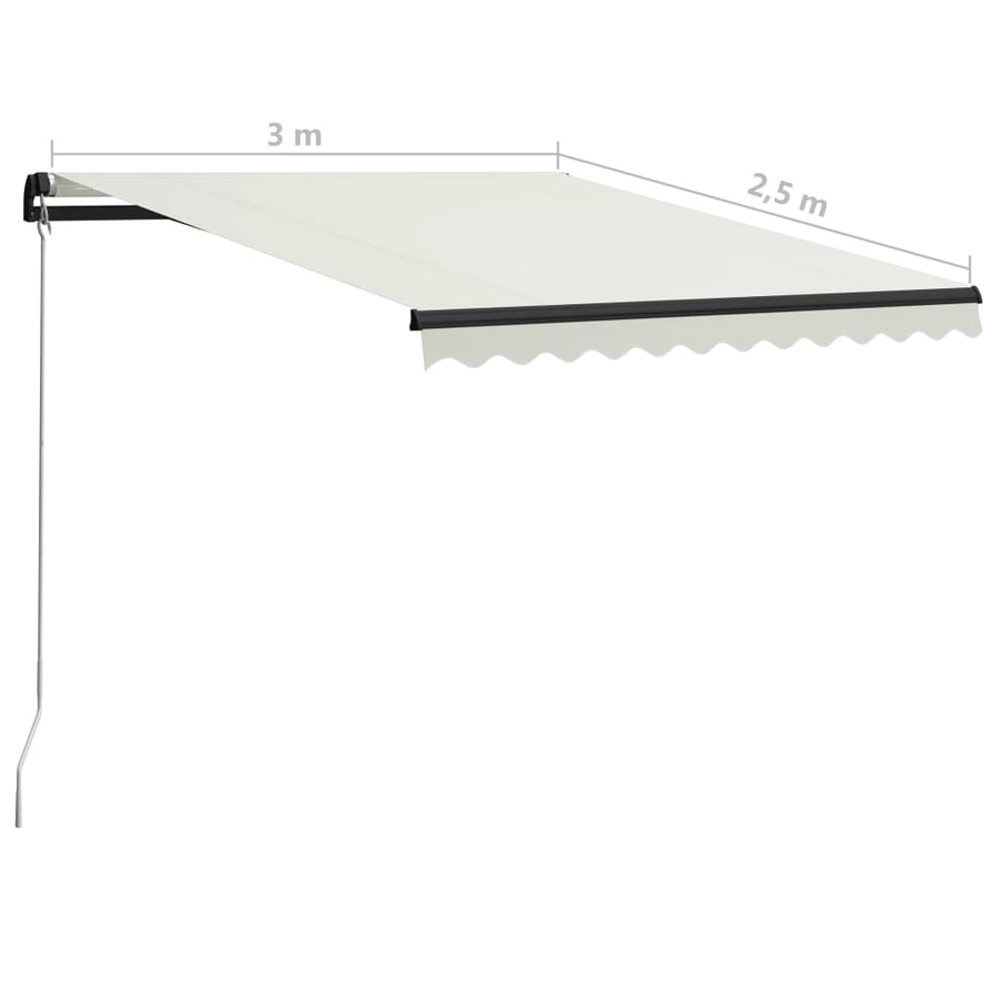 Luifel Handmatig Uittrekbaar Met Led 300 x 250 cm Crème