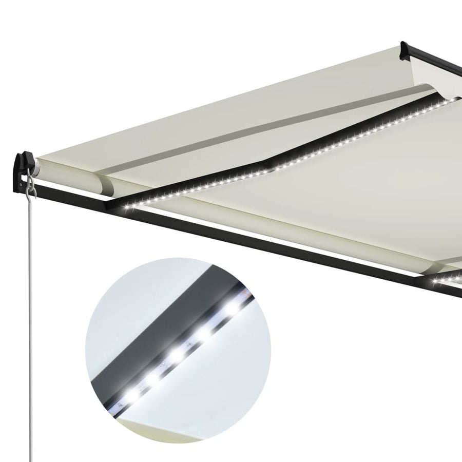 Luifel Handmatig Uittrekbaar Met Led 300 x 250 cm Crème