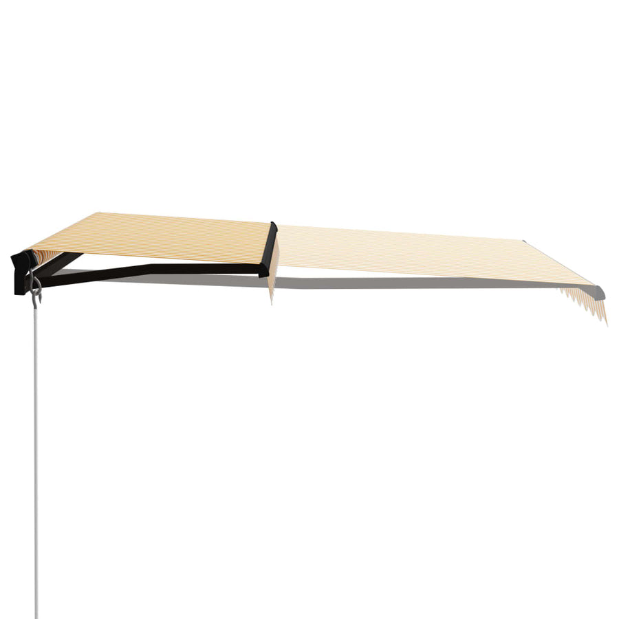 Luifel Handmatig Uittrekbaar Met Led 300 x 250 cm Geel en wit