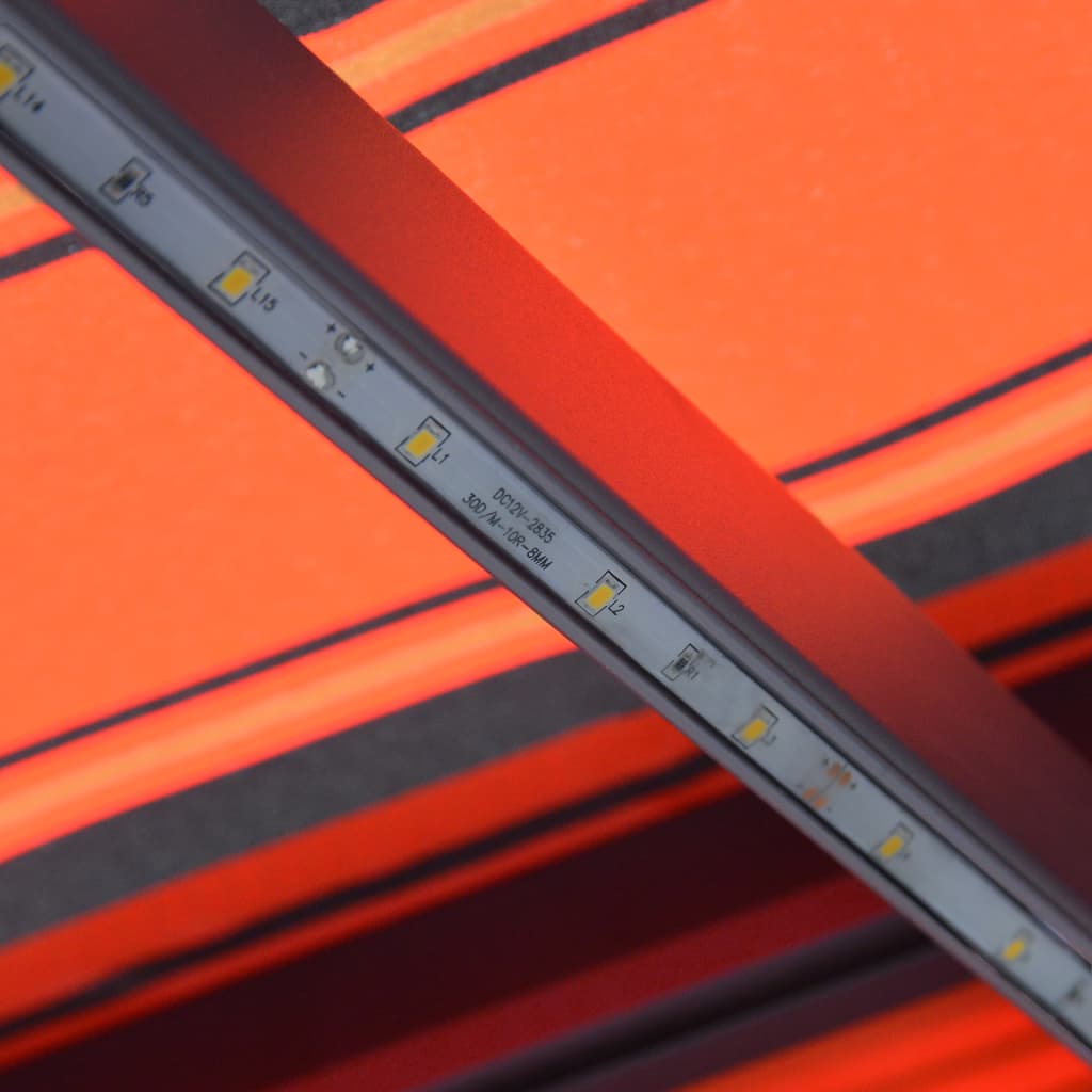Luifel Handmatig Uittrekbaar Met Led Oranje En Bruin 300 x 250 cm Multikleur