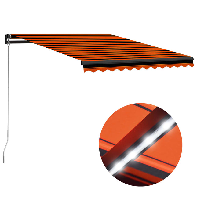 Luifel Handmatig Uittrekbaar Met Led Oranje En Bruin 350 x 250 cm Multikleur