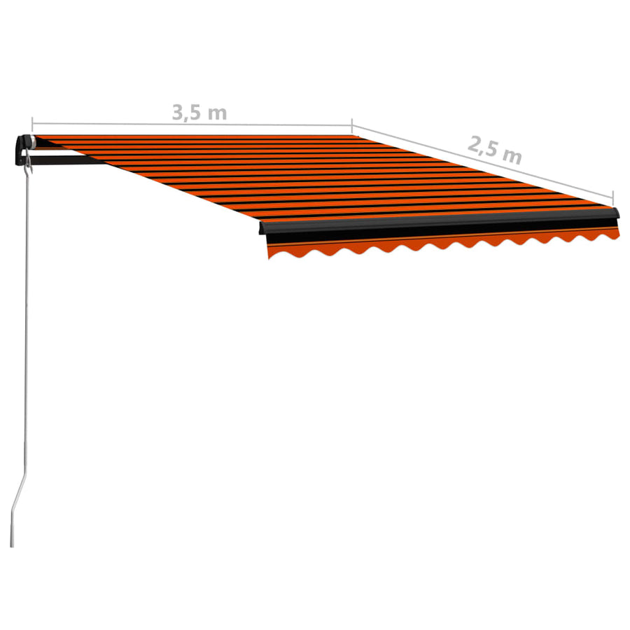 Luifel Handmatig Uittrekbaar Met Led Oranje En Bruin 350 x 250 cm Multikleur