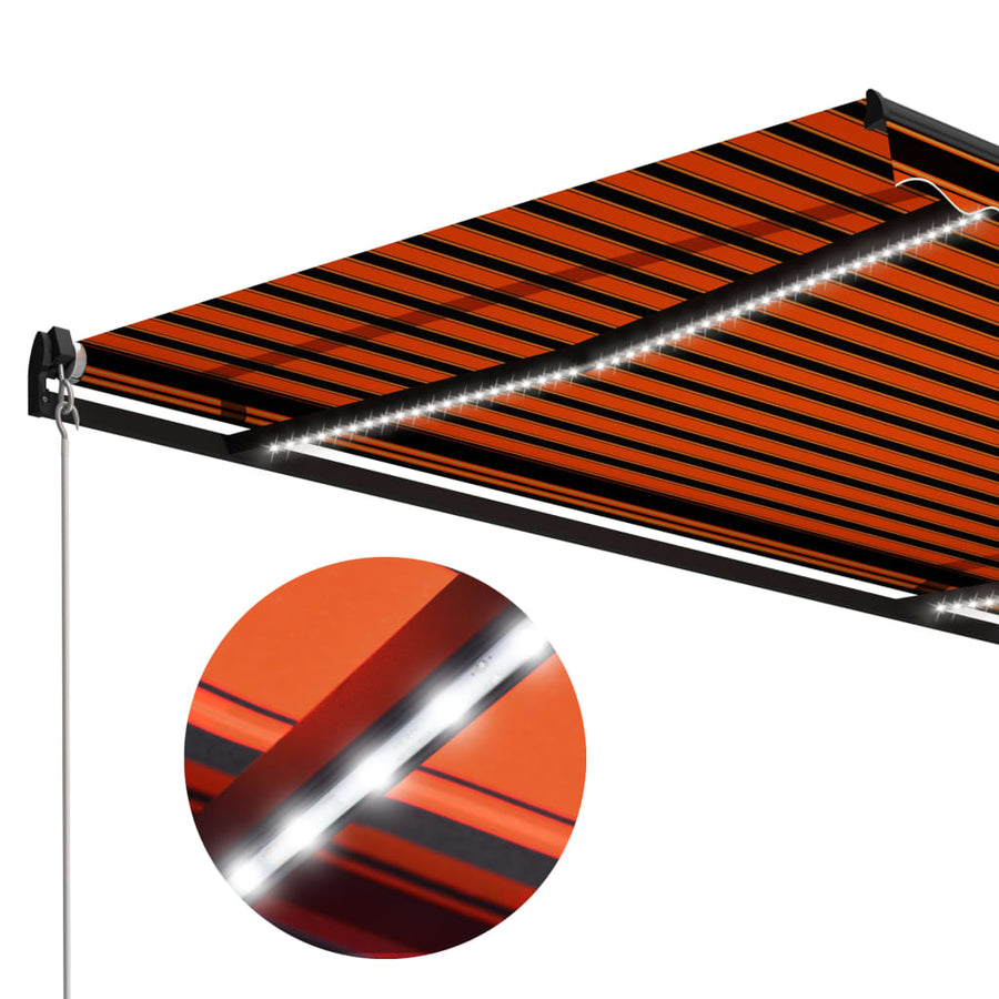 Luifel Handmatig Uittrekbaar Met Led Oranje En Bruin 350 x 250 cm Multikleur