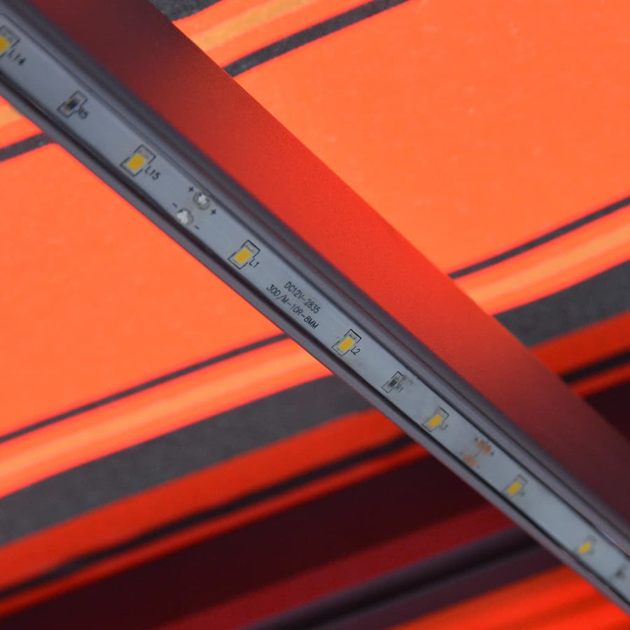 Luifel Handmatig Uittrekbaar Met Led Oranje En Bruin 350 x 250 cm Multikleur