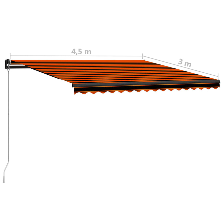 Luifel Handmatig Uittrekbaar Met Led Oranje En Bruin 450 x 300 cm Multikleur