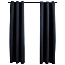 Verduisteringsgordijnen met ringen 2 stuks zwart 97x213 cm stof