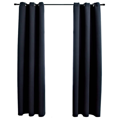Verduisteringsgordijnen met ringen 2 stuks zwart 97x213 cm stof