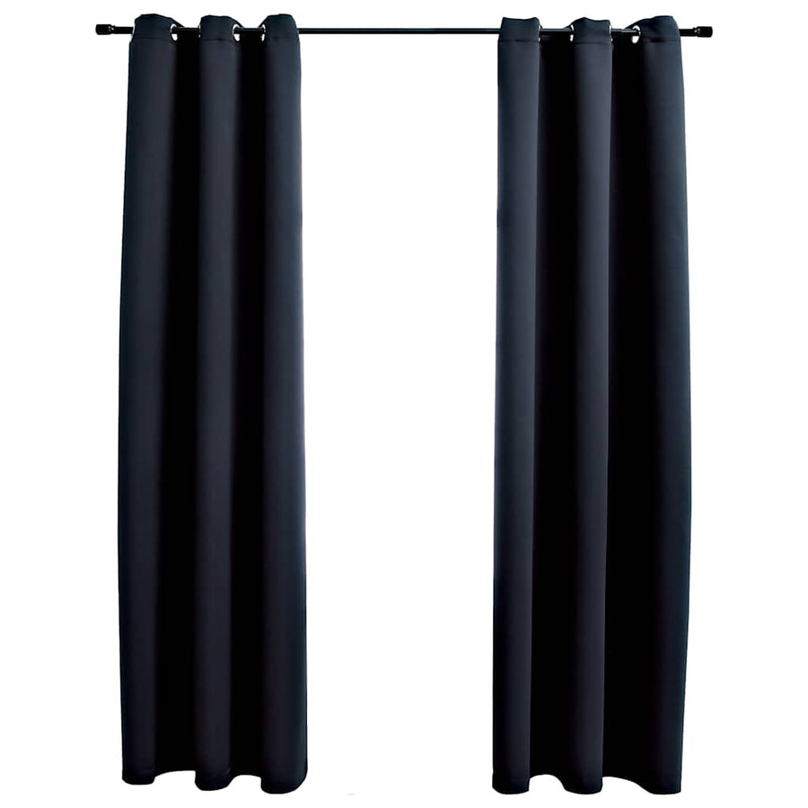 Verduisteringsgordijnen met ringen 2 stuks zwart 97x213 cm stof
