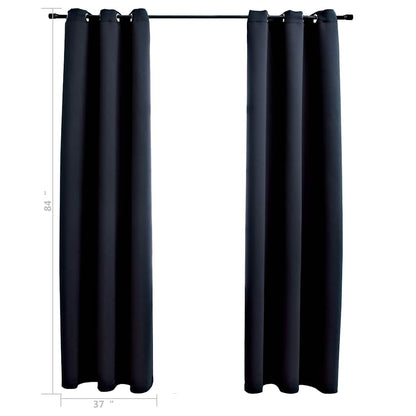 Verduisteringsgordijnen met ringen 2 stuks zwart 97x213 cm stof