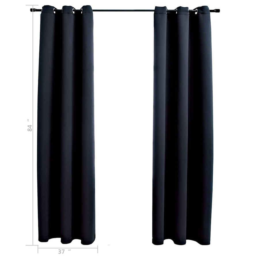 Verduisteringsgordijnen met ringen 2 stuks zwart 97x213 cm stof