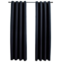 Verduisteringsgordijnen met ringen 2 stuks zwart 137x213 cm stof