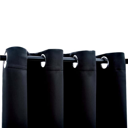 Verduisteringsgordijnen met ringen 2 stuks zwart 137x213 cm stof
