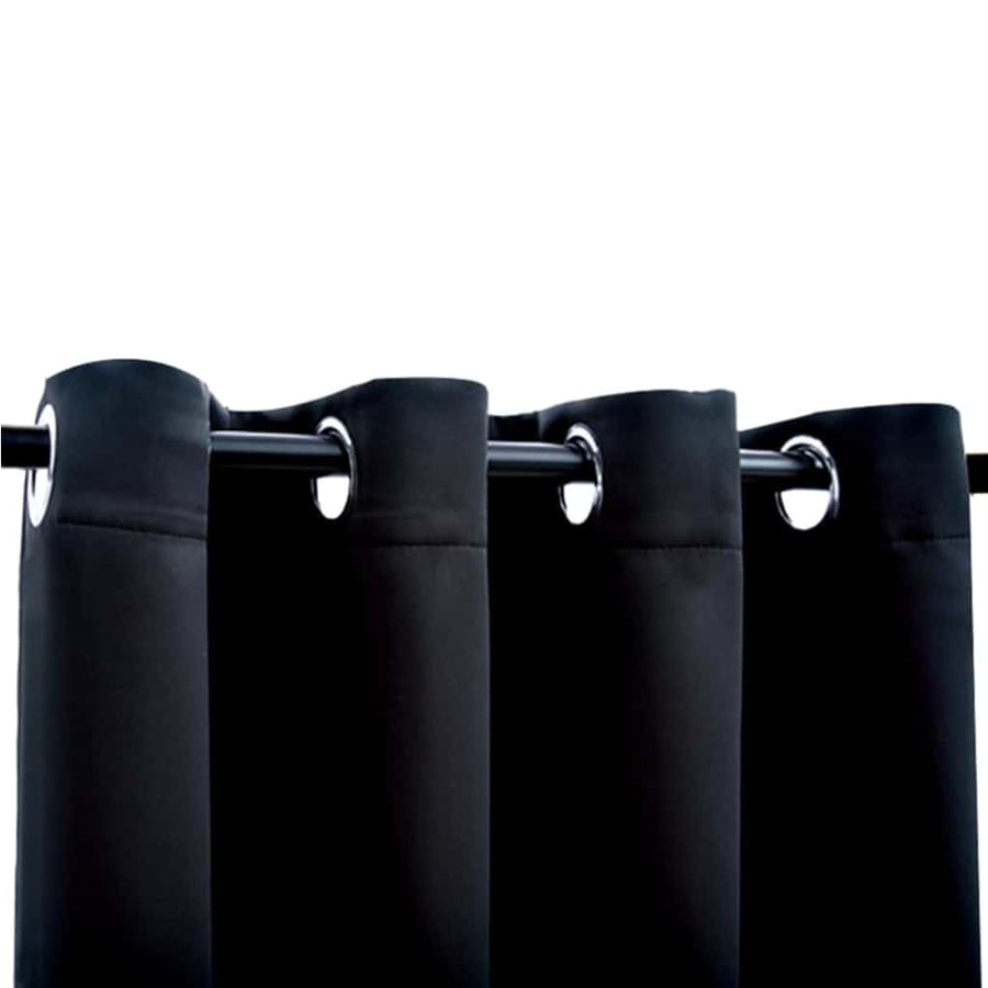 Verduisteringsgordijnen met ringen 2 stuks zwart 137x213 cm stof