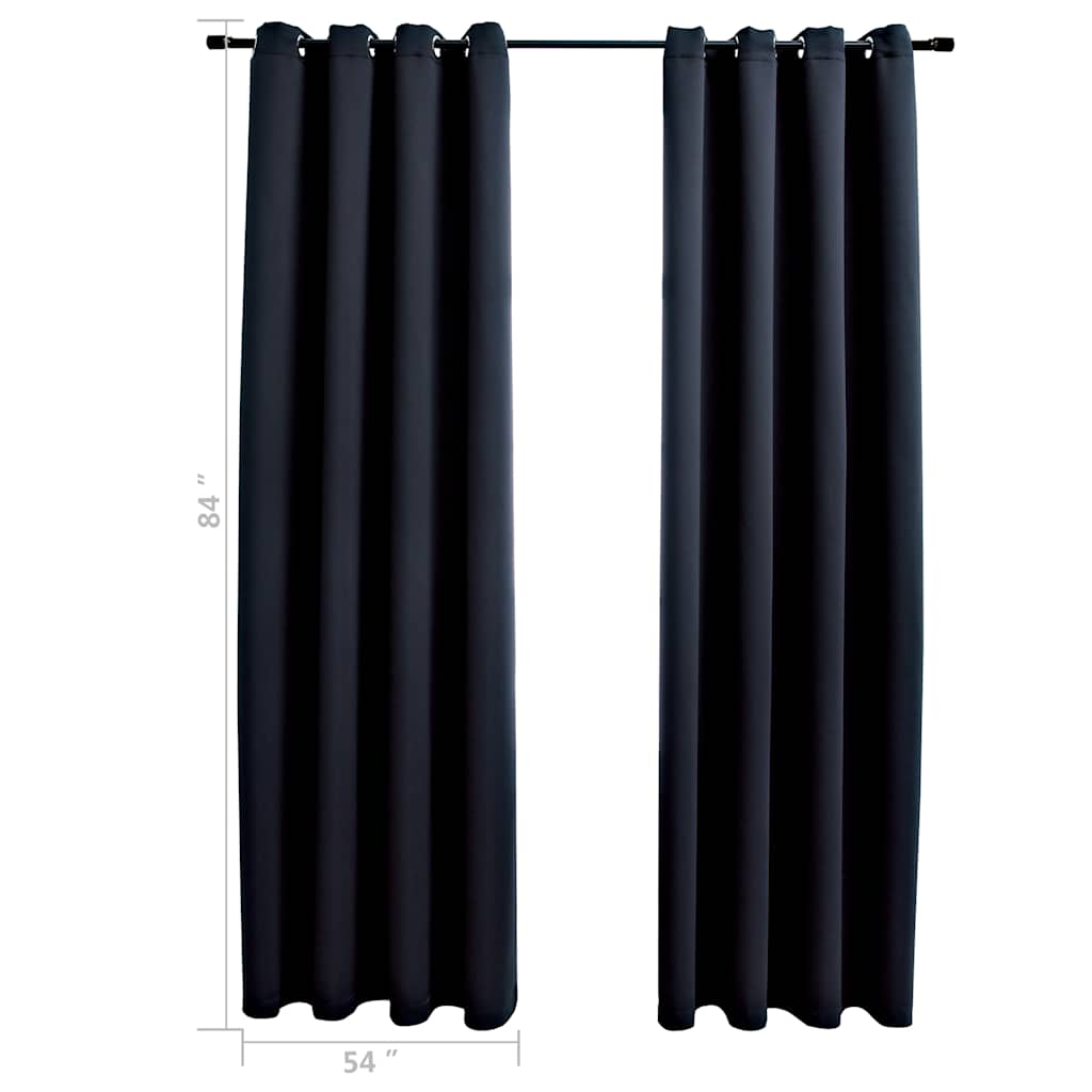 Verduisteringsgordijnen met ringen 2 stuks zwart 137x213 cm stof