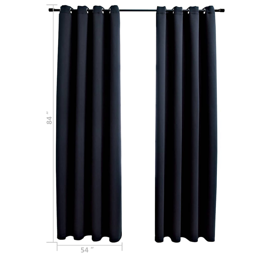 Verduisteringsgordijnen met ringen 2 stuks zwart 137x213 cm stof