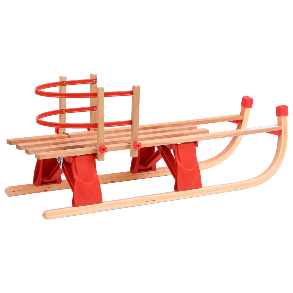 Sneeuwslee Inklapbaar 119 Cm Hout Rood met rugleuning