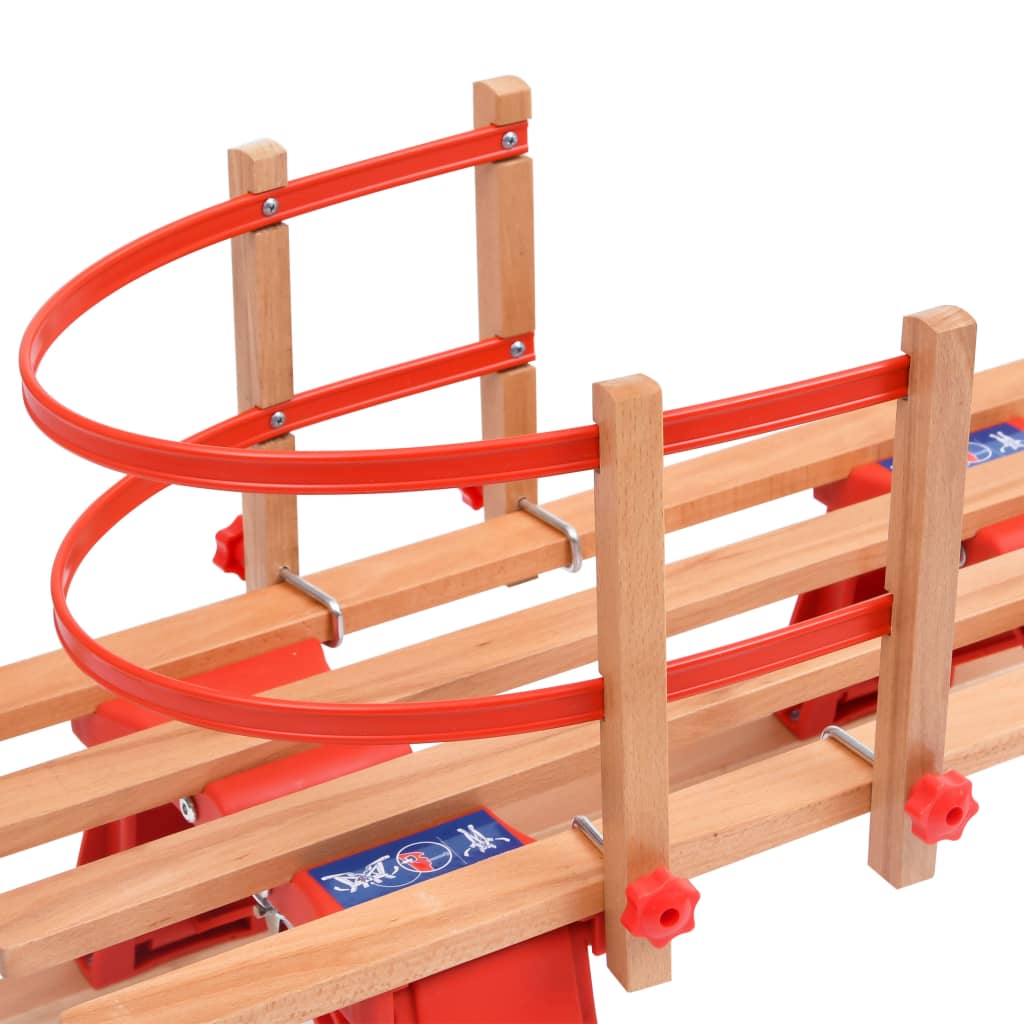 Sneeuwslee Inklapbaar 119 Cm Hout Rood met rugleuning