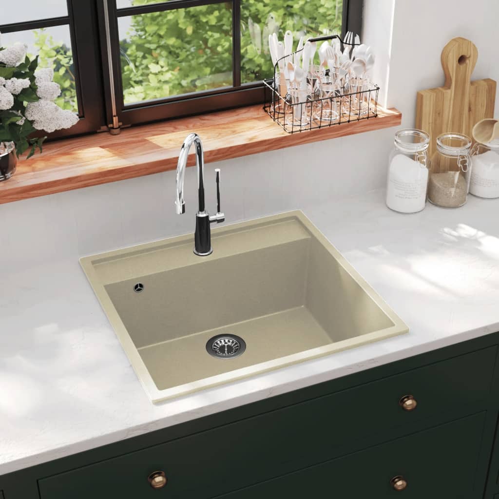 Gootsteen Met Overloopgat Graniet Beige