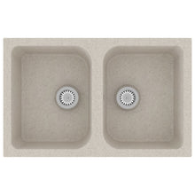Gootsteen Dubbele Bakken Met Overloopgat Graniet Beige