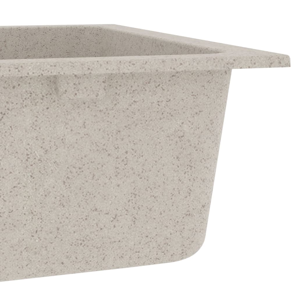 Gootsteen Dubbele Bakken Met Overloopgat Graniet Beige