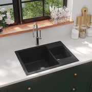 Gootsteen dubbele bak graniet zwart 58x44x17.2 cm