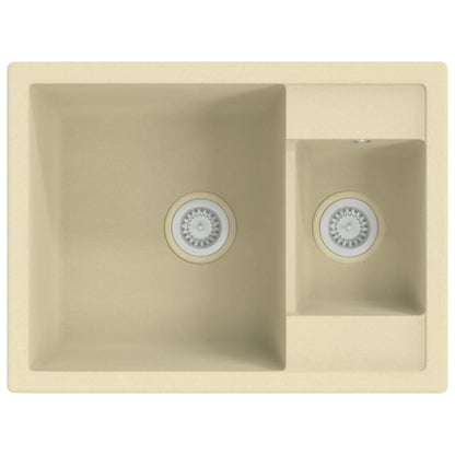 Gootsteen Dubbele Bakken Met Overloopgat Graniet Beige