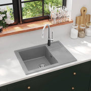 Gootsteen ovaal graniet grijs 580x440x164 mm