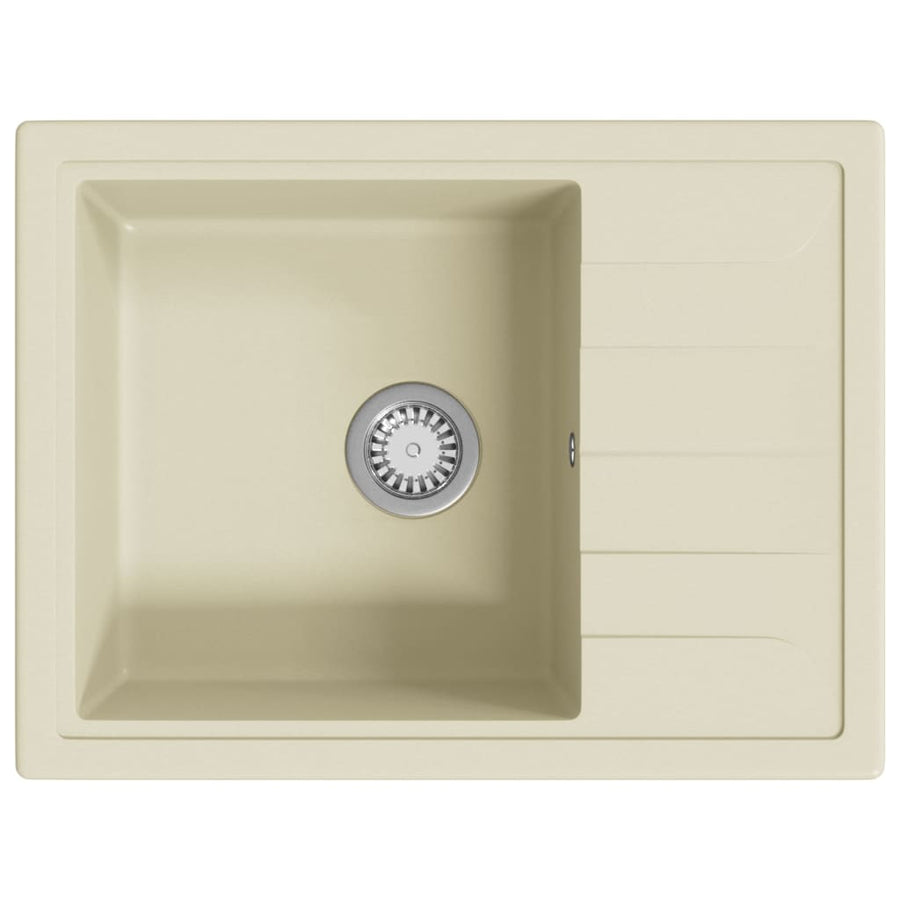 Gootsteen met overloopgat ovaal graniet beige Beige