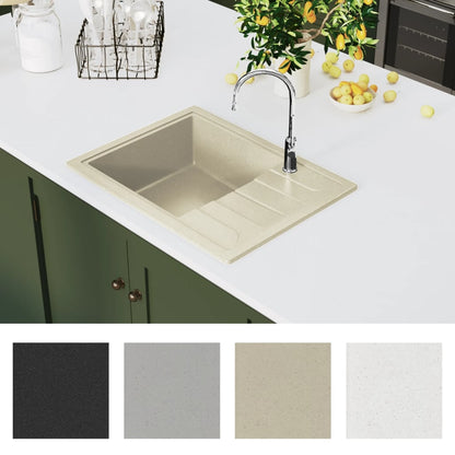 Gootsteen met overloopgat ovaal graniet beige Beige