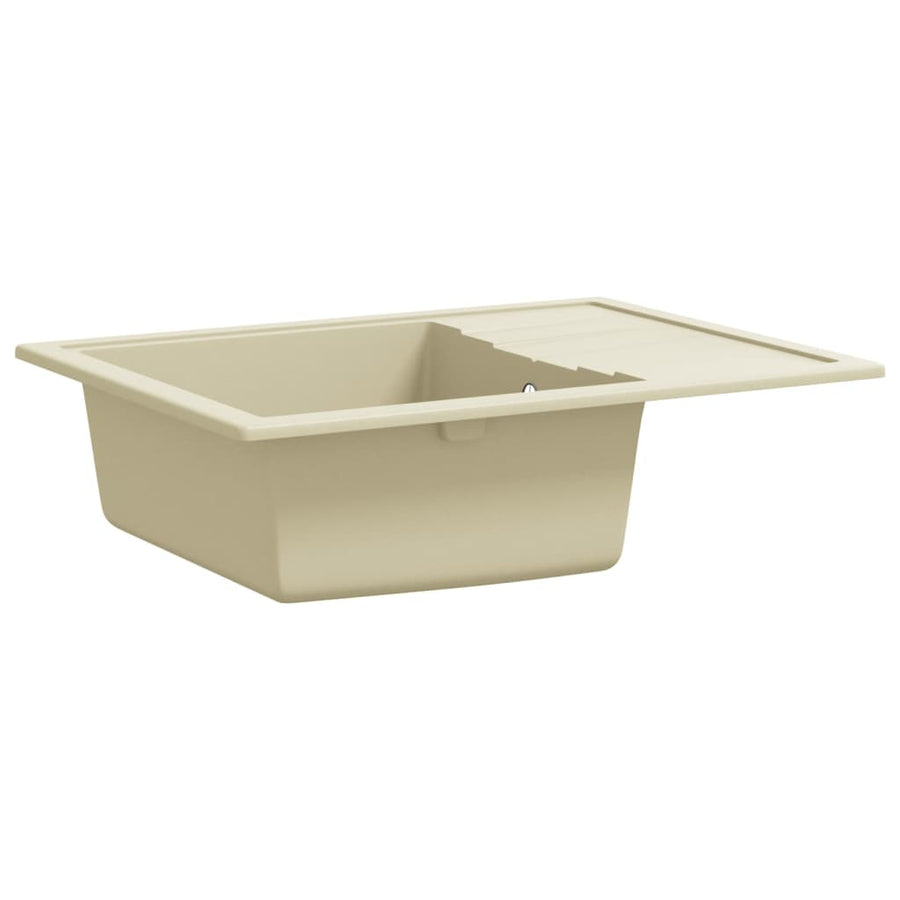 Gootsteen met overloopgat ovaal graniet beige Beige