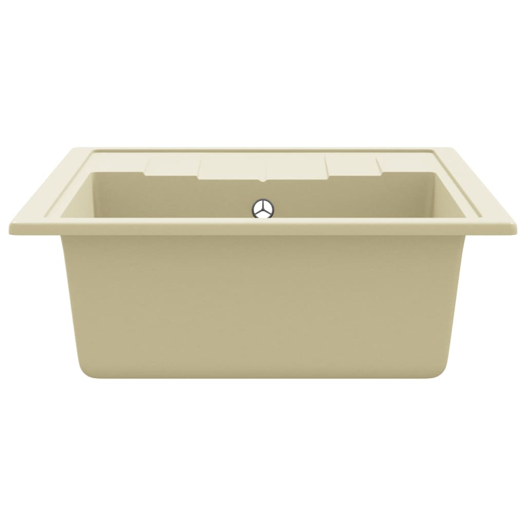 Gootsteen met overloopgat ovaal graniet beige Beige