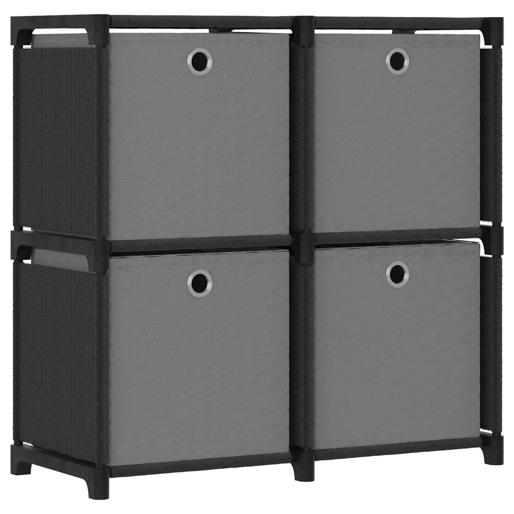 Kast Met 4 Vakken 69X30X72,5 Cm Stof Zwart 4-vaks Met boxen