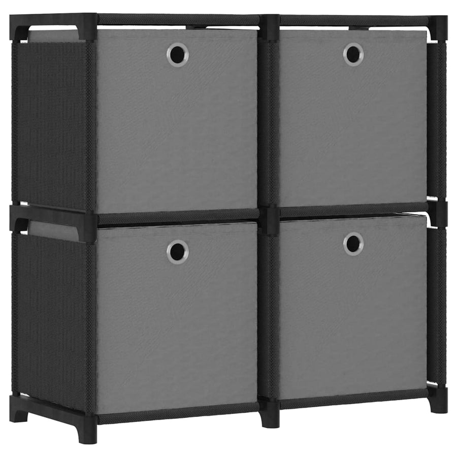 Kast Met 4 Vakken 69X30X72,5 Cm Stof Zwart 4-vaks Met boxen