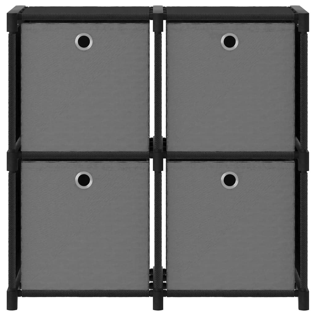 Kast Met 4 Vakken 69X30X72,5 Cm Stof Zwart 4-vaks Met boxen