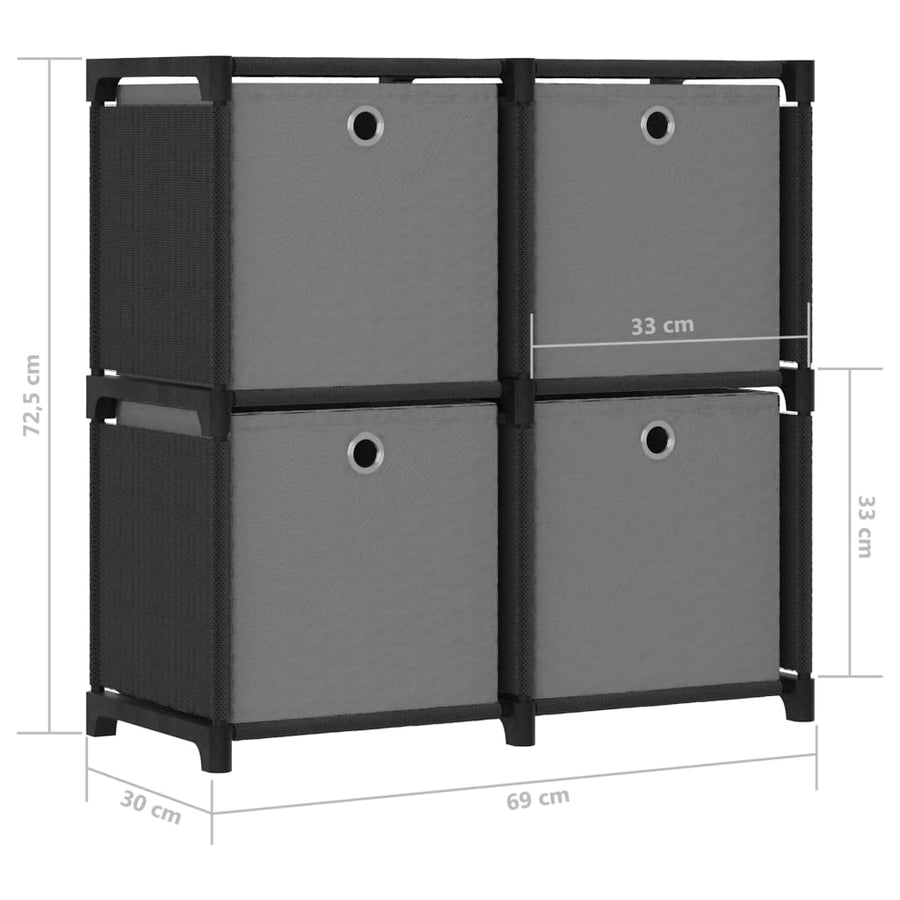 Kast Met 4 Vakken 69X30X72,5 Cm Stof Zwart 4-vaks Met boxen
