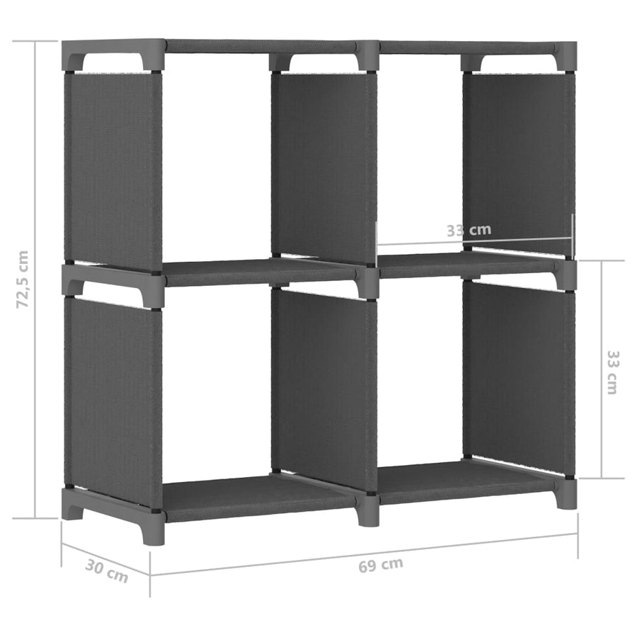 Kast Met 4 Vakken 69X30X72,5 Cm Stof Grijs 4-vaks Zonder boxen