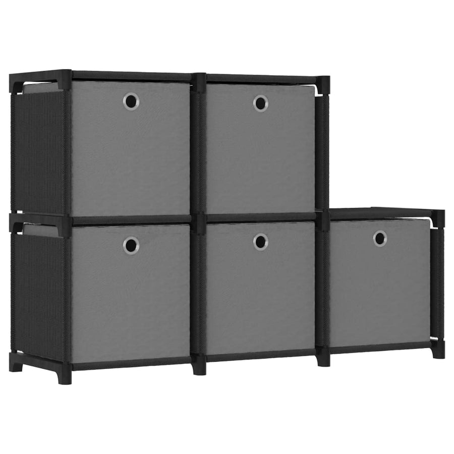 Kast Met 5 Vakken 03X30X72,5 Cm Stof Zwart 5-vaks Met boxen
