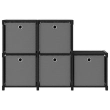 Kast Met 5 Vakken 03X30X72,5 Cm Stof Zwart 5-vaks Met boxen