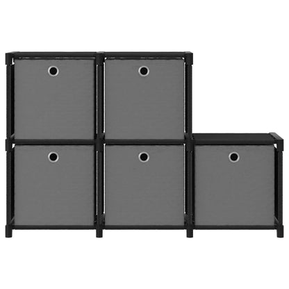 Kast Met 5 Vakken 03X30X72,5 Cm Stof Zwart 5-vaks Met boxen