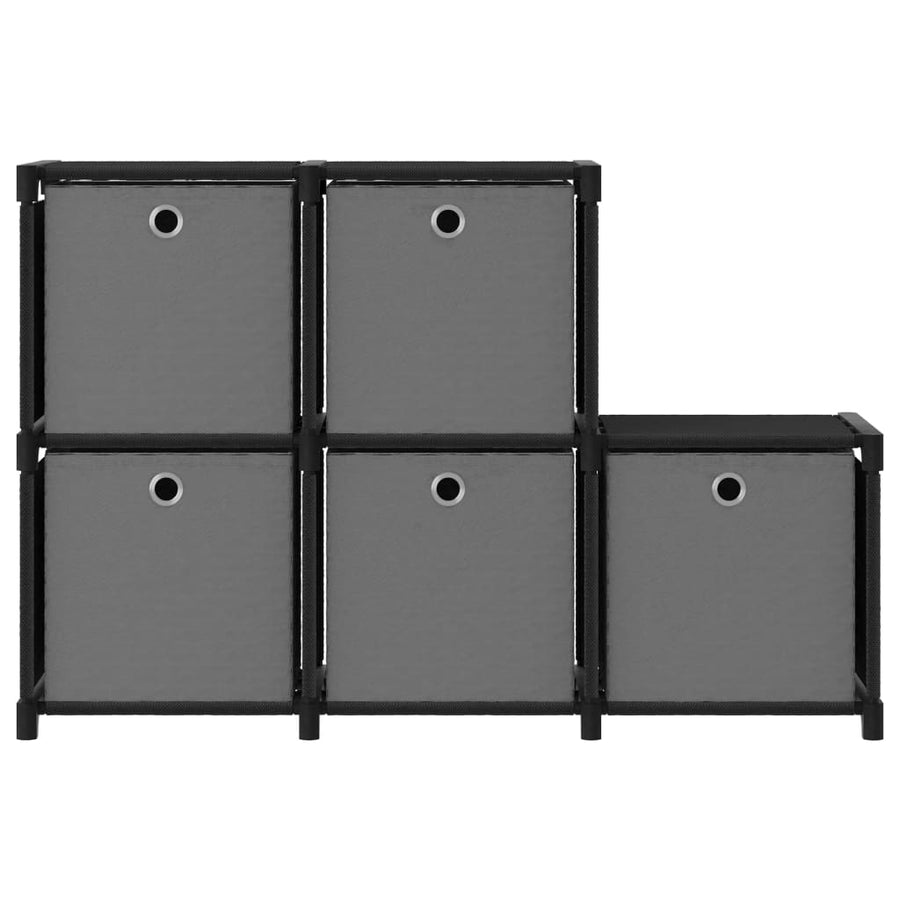 Kast Met 5 Vakken 03X30X72,5 Cm Stof Zwart 5-vaks Met boxen