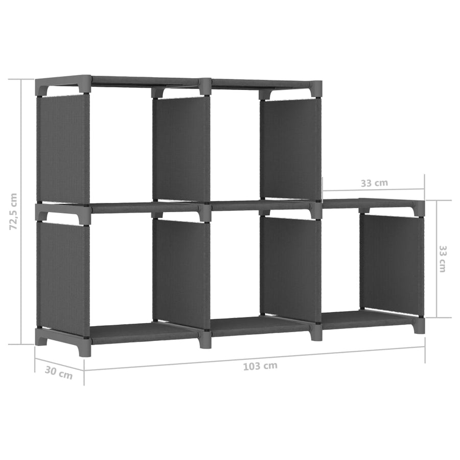 Kast met 5 vakken 103x30x72,5 cm stof grijs 5-vaks Zonder boxen