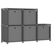 Opbergkast 5 vakken met boxen 103x30x72,5 cm grijs