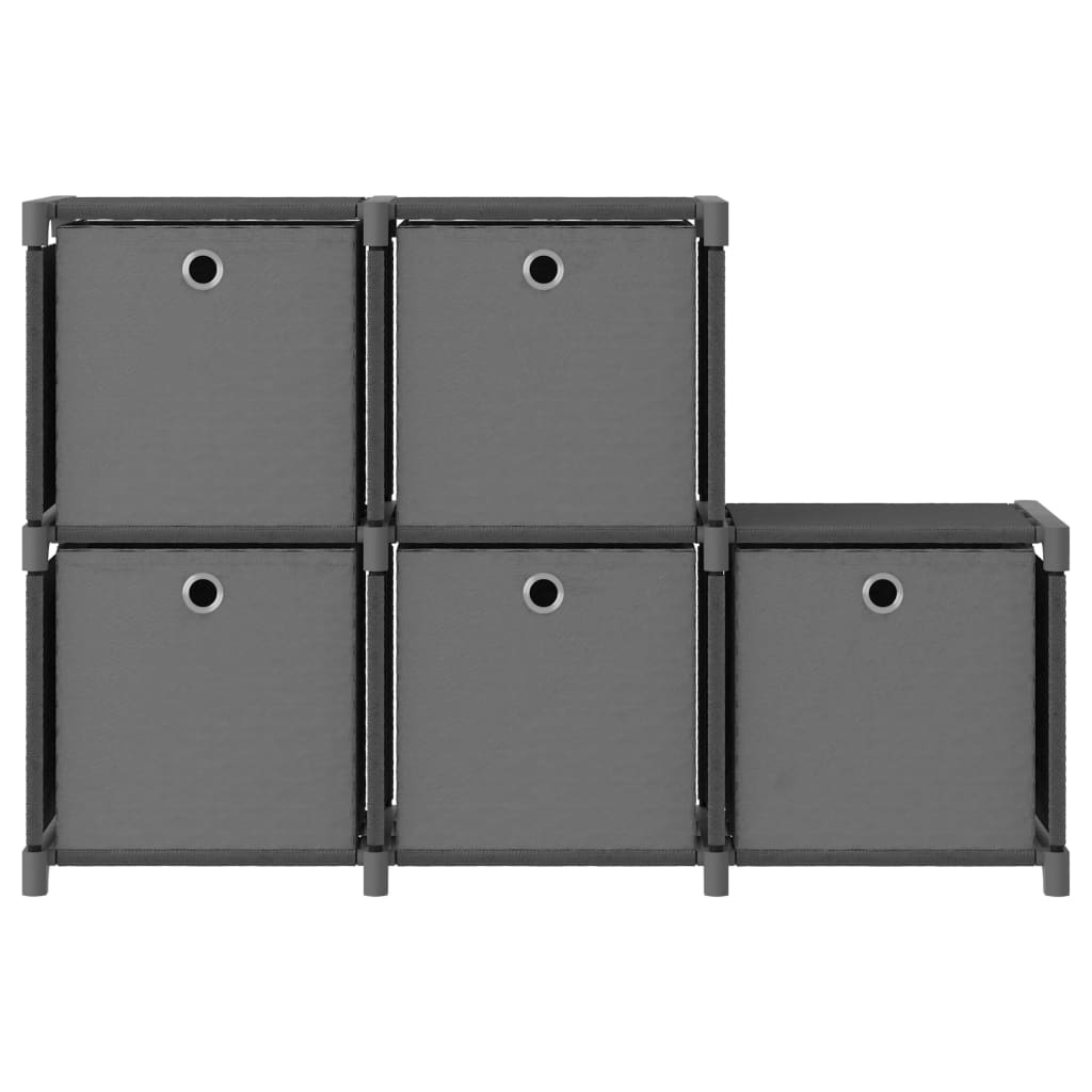 Kast Met 5 Vakken 03X30X72,5 Cm Stof Grijs 5-vaks Met boxen